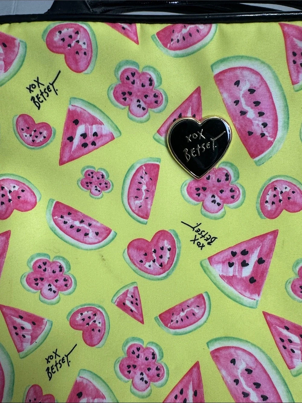 Betsey Johnson Yellow Pink Watermelon Cosmetic Bag Travel